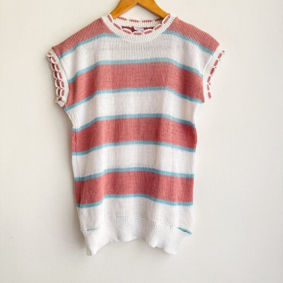 Vintage Striped Knit Short sleeve Top Made in England S - Picture 2 of 8